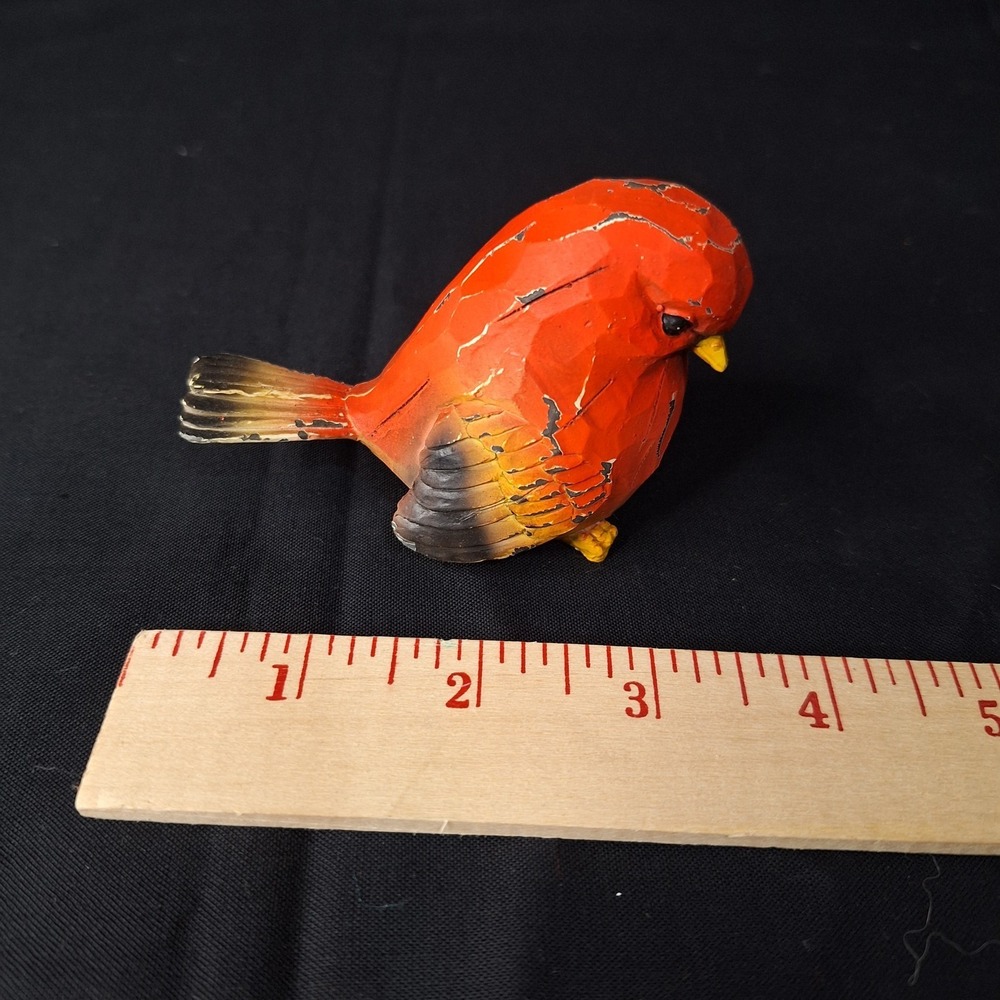 collectible craft 3" Carved Resin "Red Cardinal Bird" Figurine